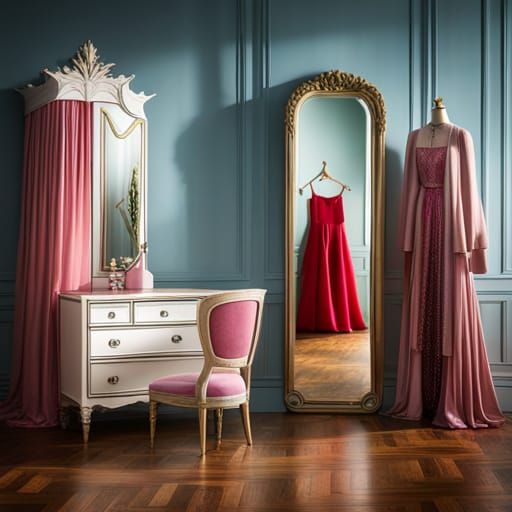 Princess Bedroom with Mirror and Dress