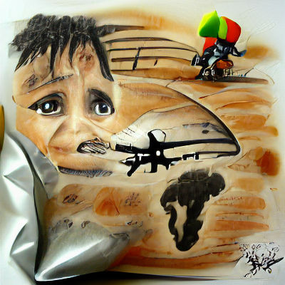 Crying Afghan Child: Charcoal and Airbrush Art