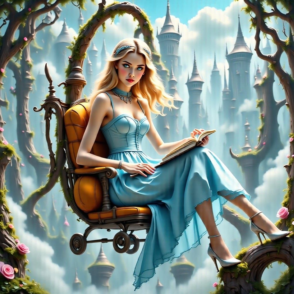 Cinderella Rides a Pumpkin Helicopter in Anime Style