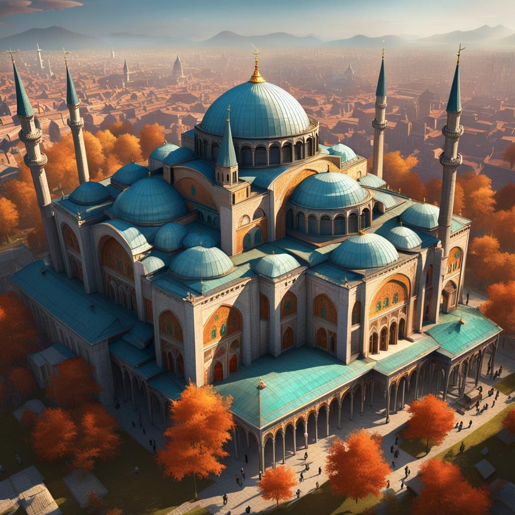 Ottoman Vizier at Hagia Sophia: Art Nouveau Style