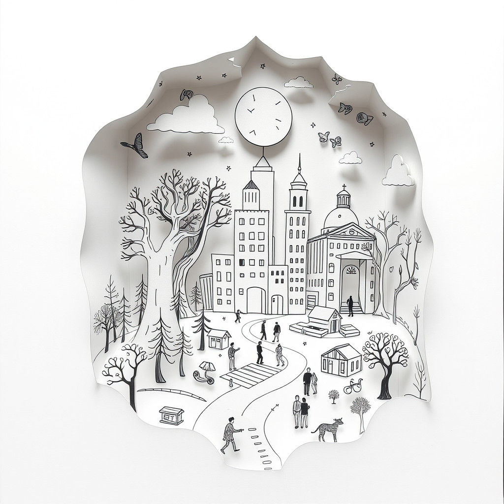 Entangled Paper World in Neurographic Line Art