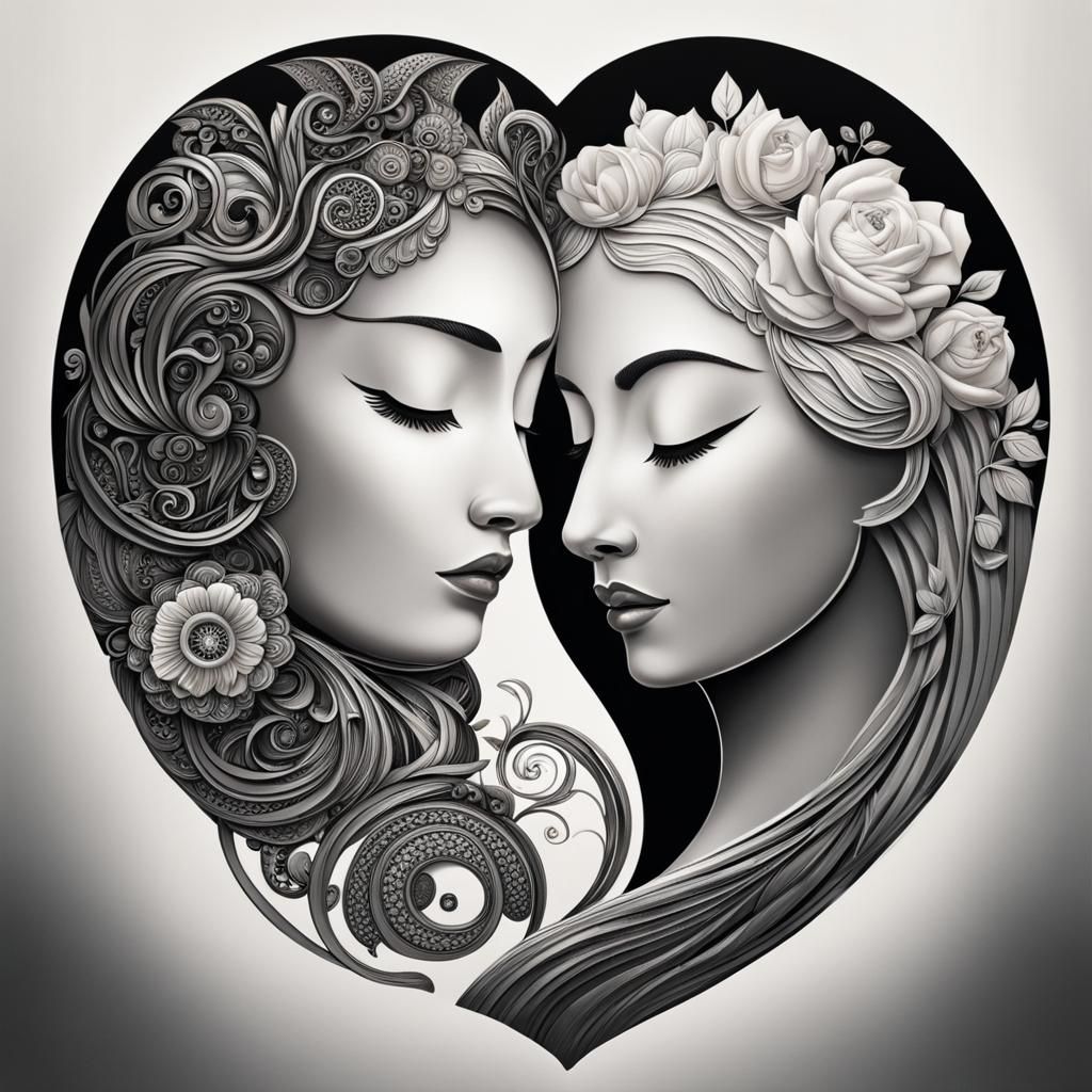 Yin Yang of Love and Hope: Hyperrealistic Contrast