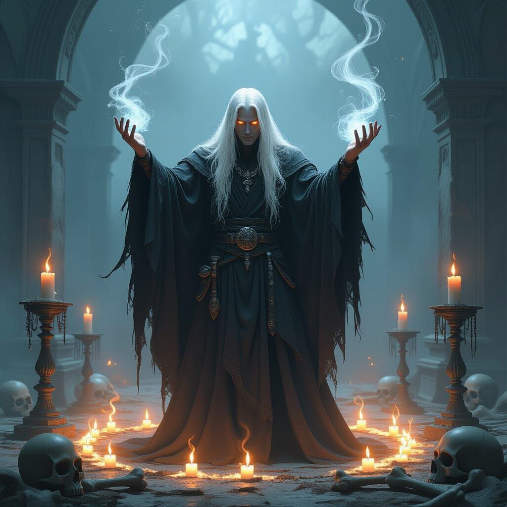 Necromancer Summons Spirits in Bone Circle