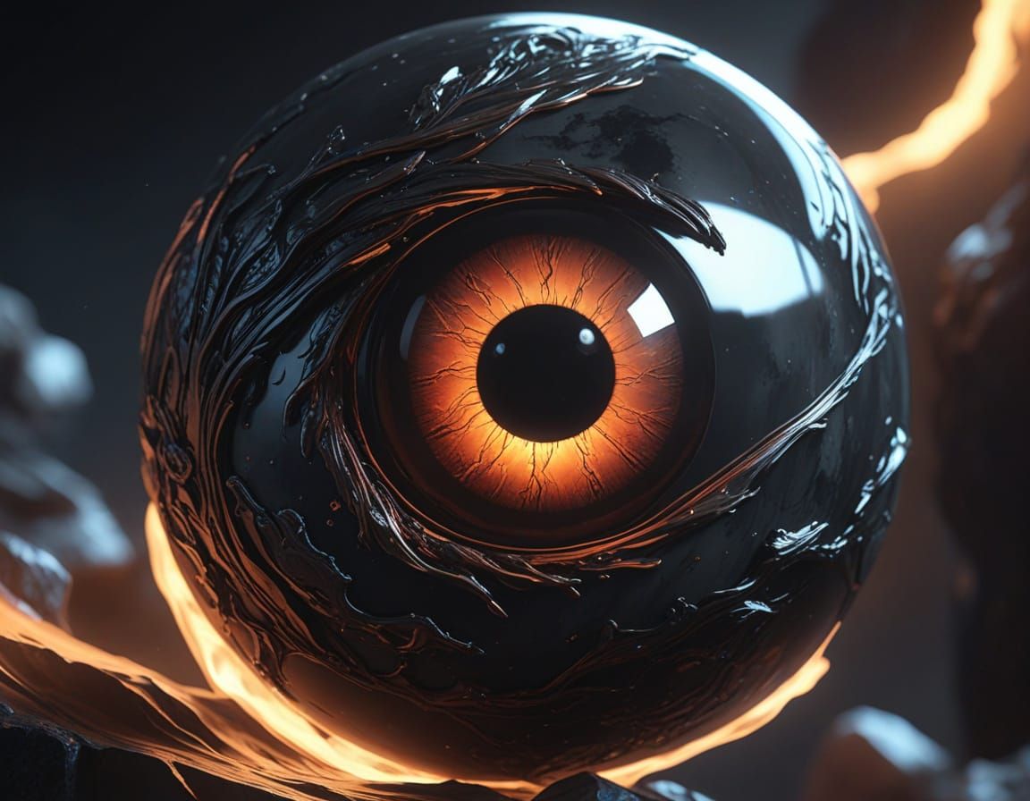 Glowing Onyx Orb in Dark, Mystical Ambiance