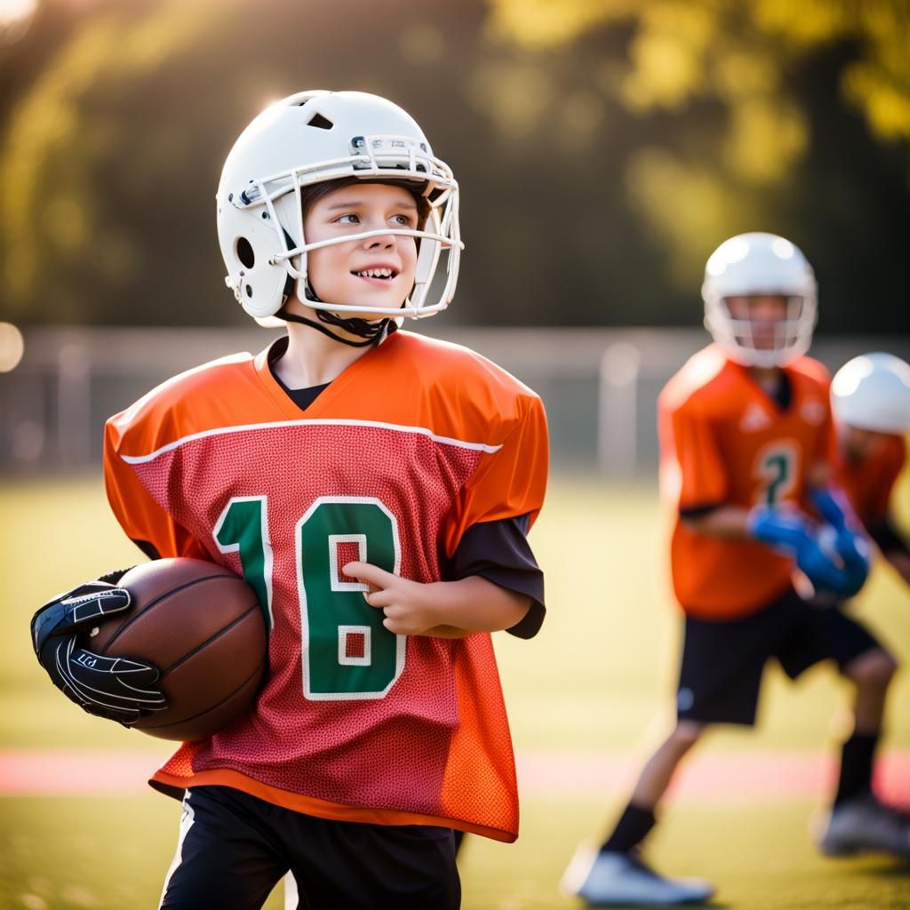 Youth Playing Sports: Football, Hockey, Swimming, Basketball