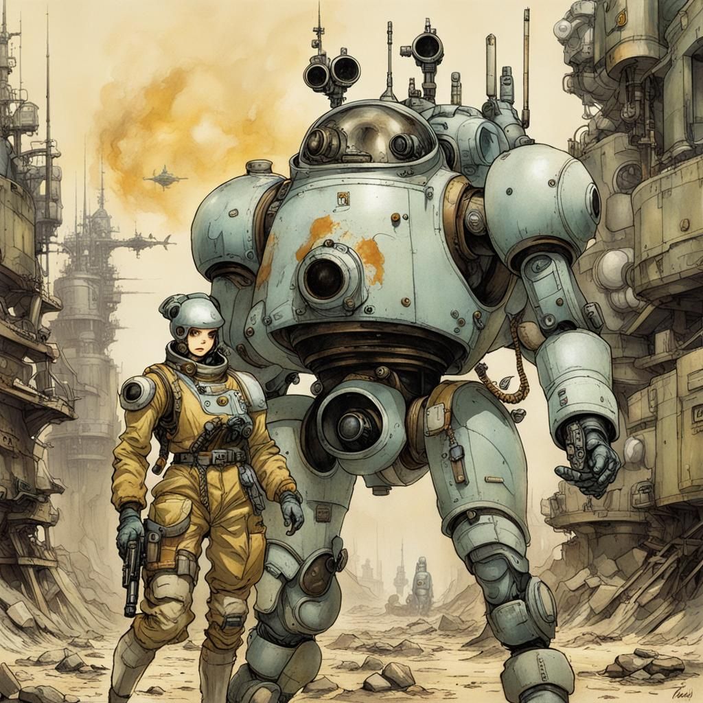 Retro Sci-Fi Robots Maschinen Krieger Melusine and Fireball