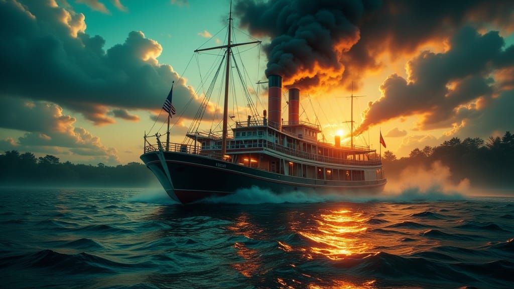 Mississippi River Journey in Retro Digital Style