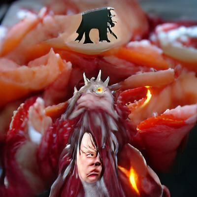 Manbearpig as Sauron Shrimpking: AI Generated Image