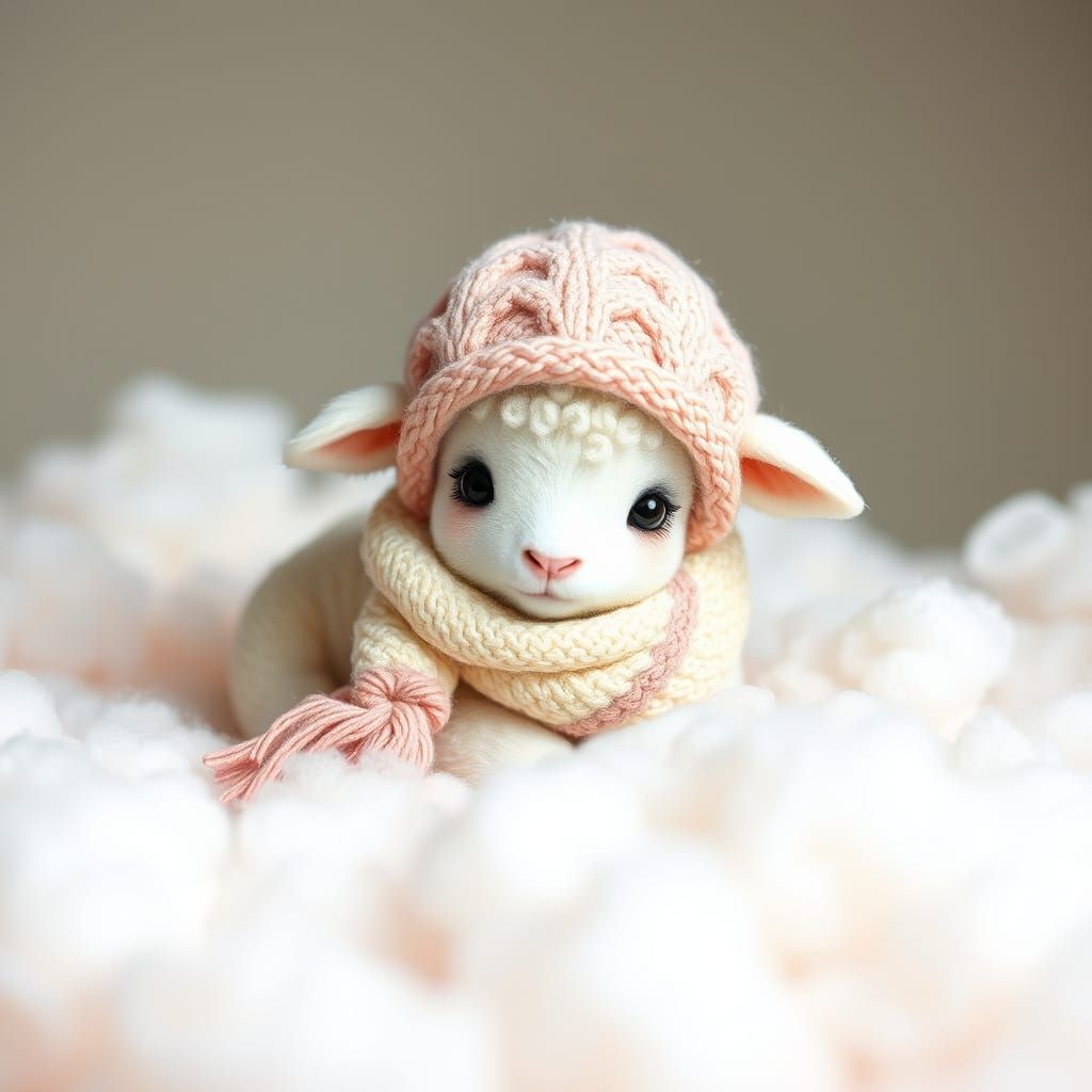 Cozy Lamb in Cotton Candy Clouds