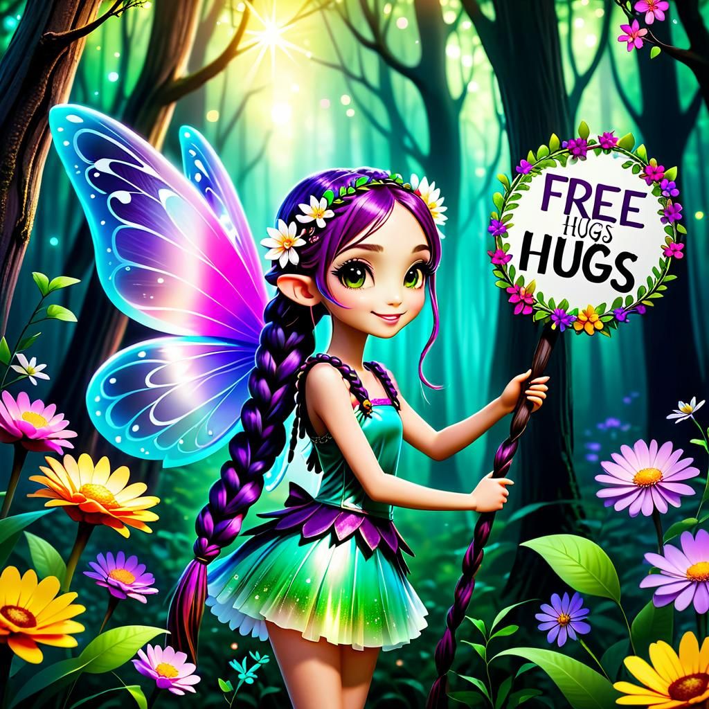 Sparkly Fairy Girl Offers Free Hugs in Enchanted Forest
