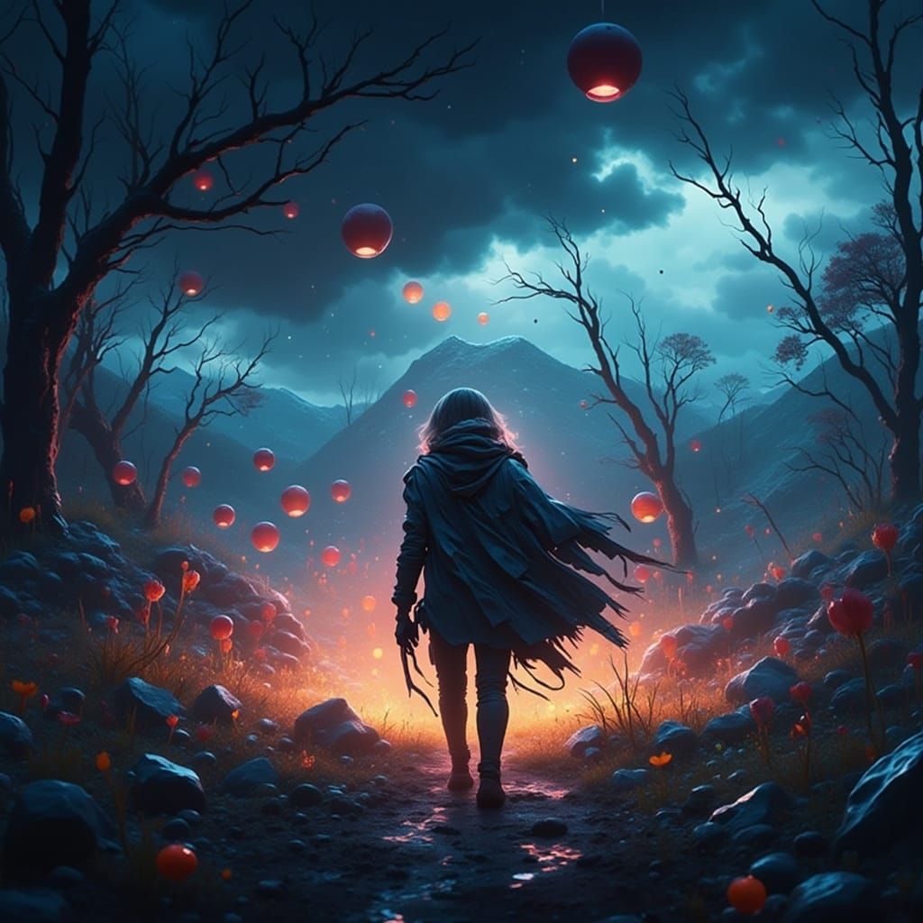 Desperate Flight in Dystopian Landscape, Digital Matte Paint...