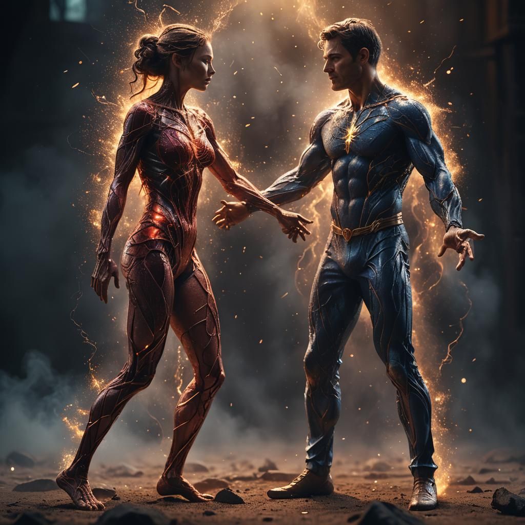 Love Couple Dissolving into Dust with Bioluminescence