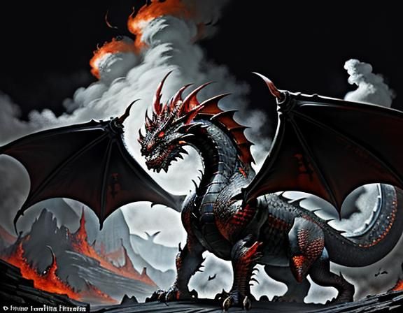 Fiery Dragon in Dynamic Fantasy Art Style