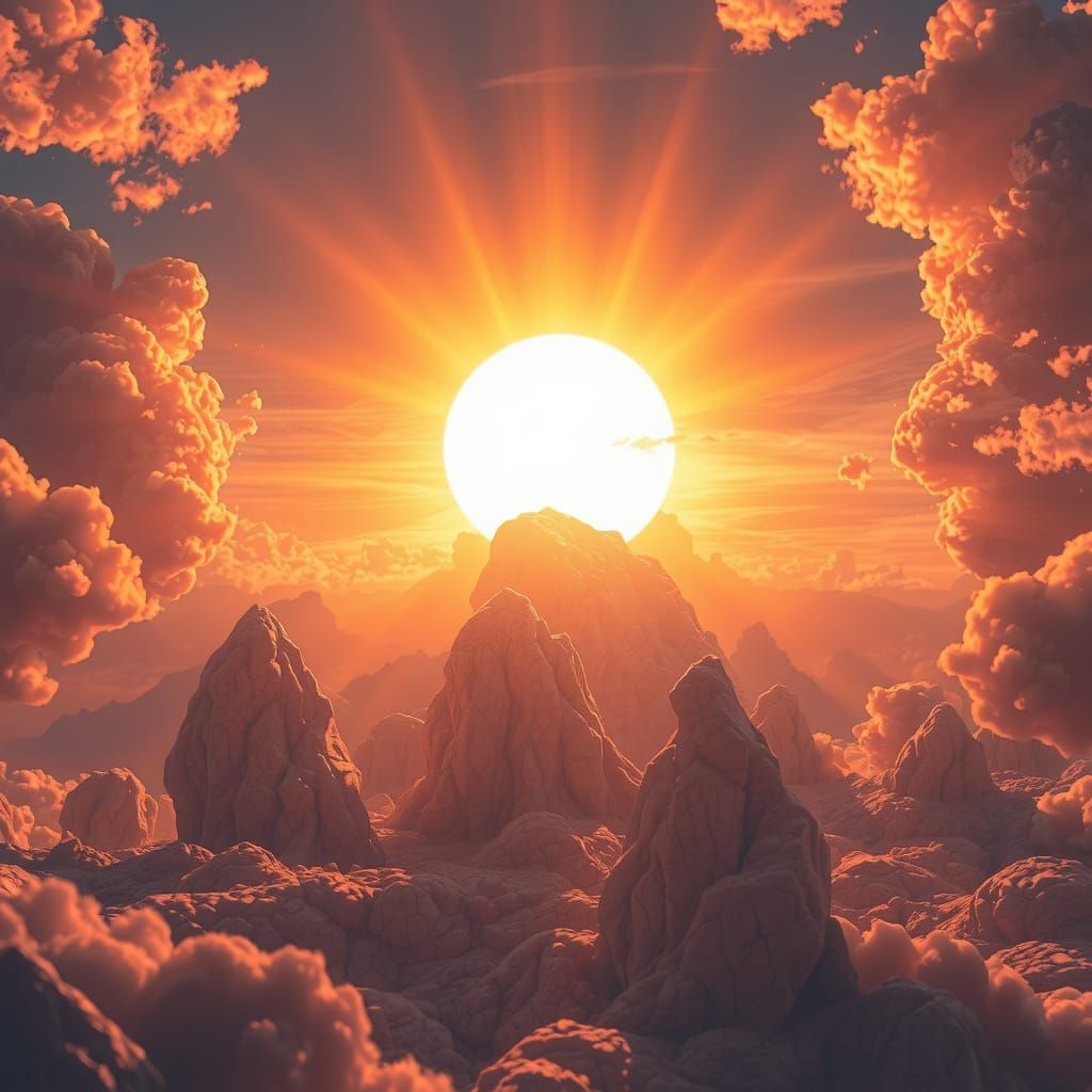 Surreal Sun Pulled from Sky in Dreamlike Scene