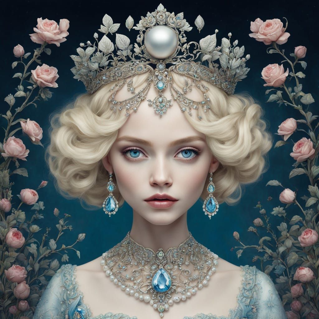 Elegant Blonde Lady in Enchanted Wonderland, Inspired by Whi...