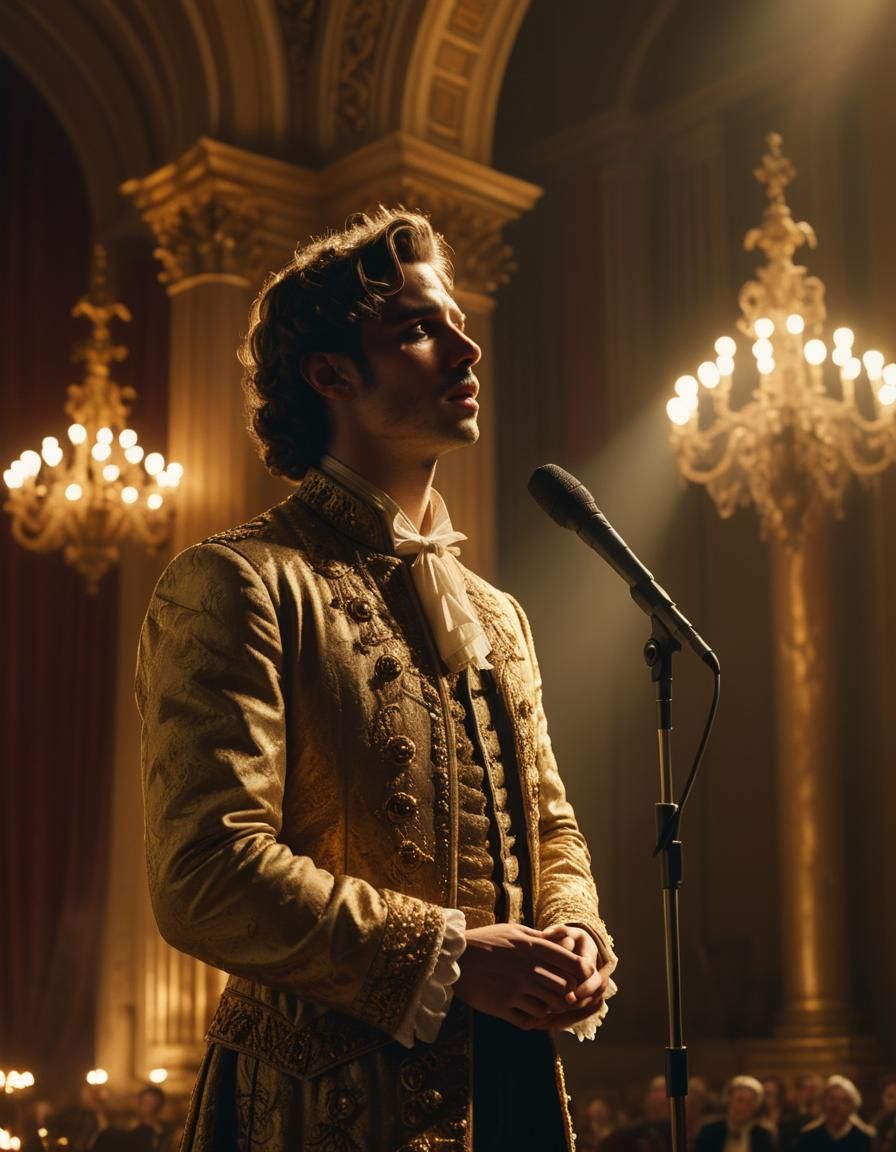 Musician Singing on Stage in Baroque Style