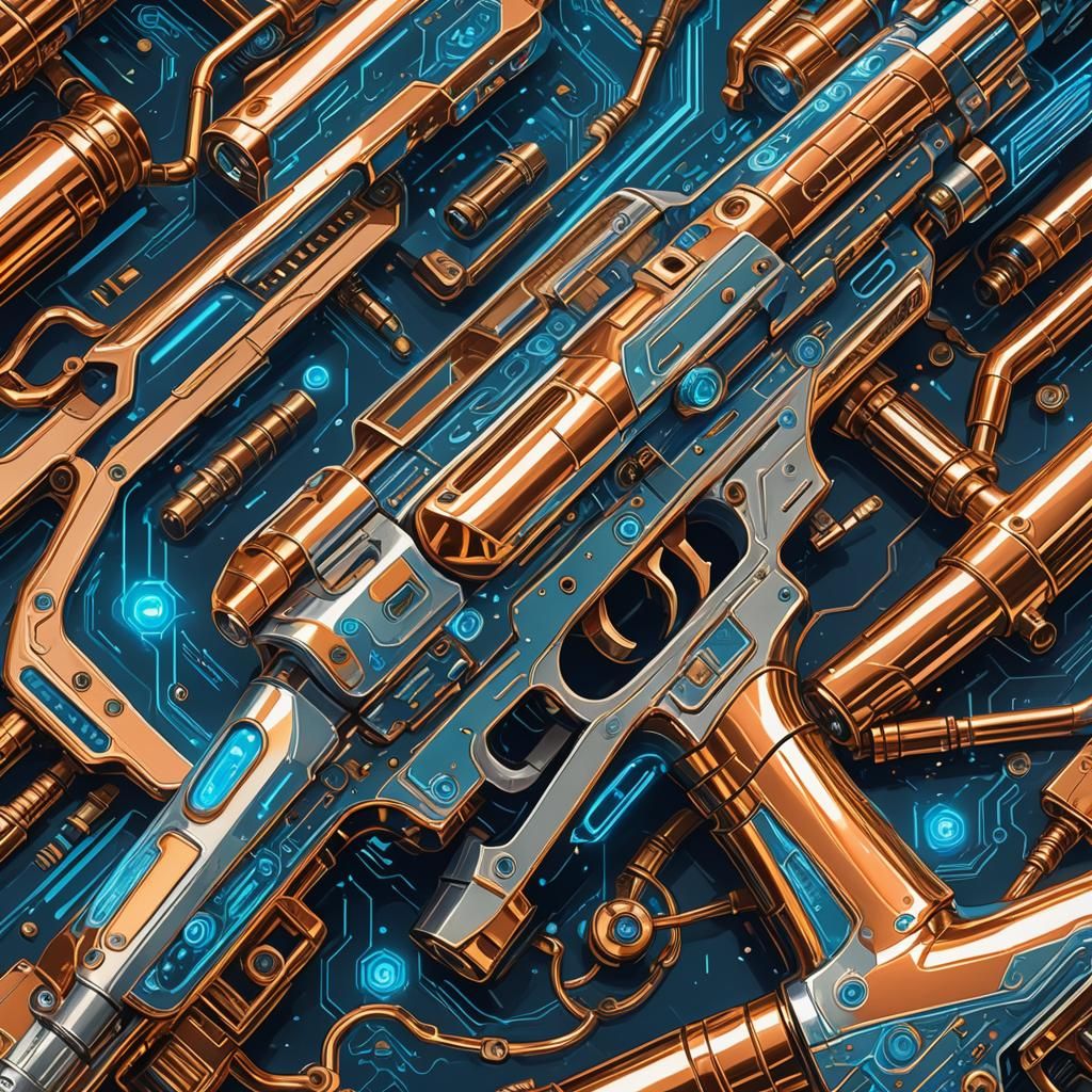 Retro-Futuristic Ray Gun with Glowing Circuits