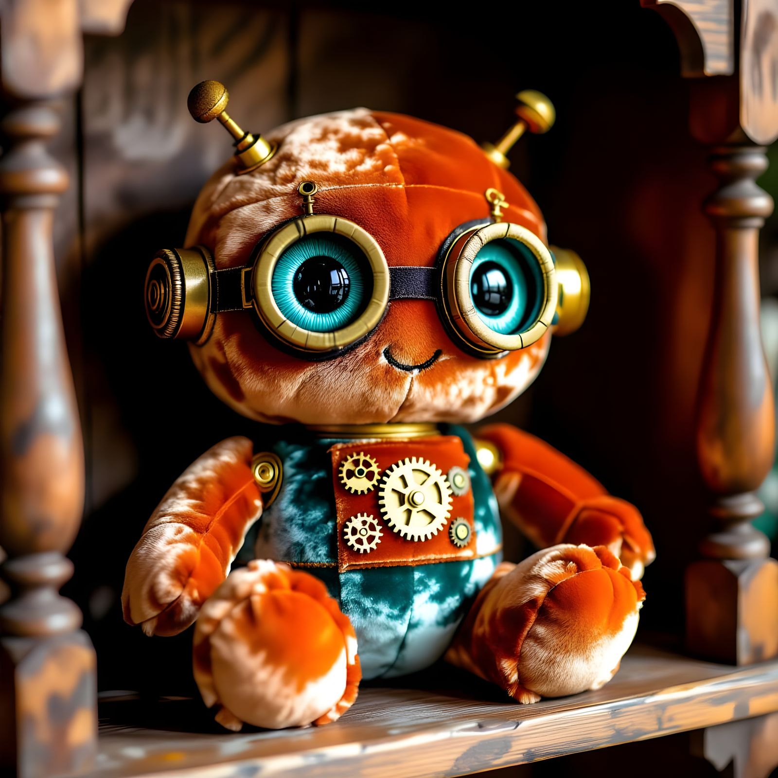 Steampunk Android Plush Toy in Victorian Toy Shop