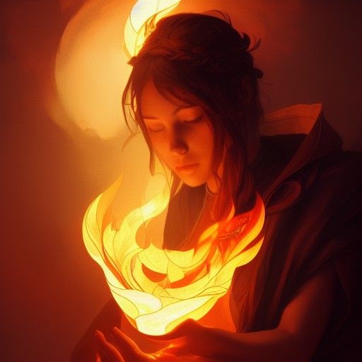 Girl with Flame Tattoo: Hyperdetailed Portrait