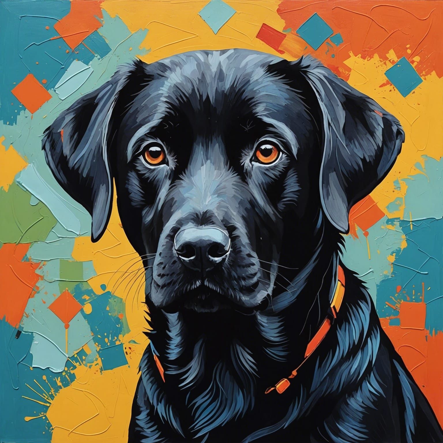Abstract Black Labrador Art in Complementary Colors