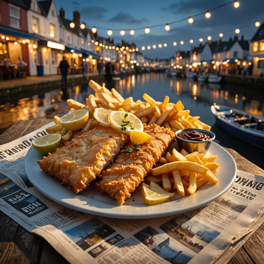 Fish and chips famous street food in United Kingdom.