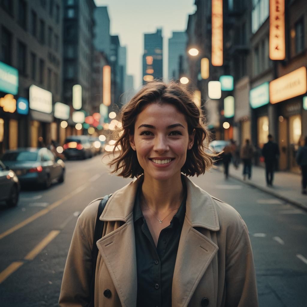 Women named Sevena, in a modern setting getting her photo ta...