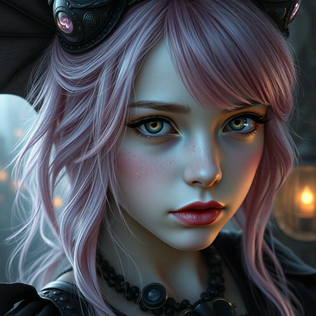 Gothic Enchantress in Fantasy City: Digital Art
