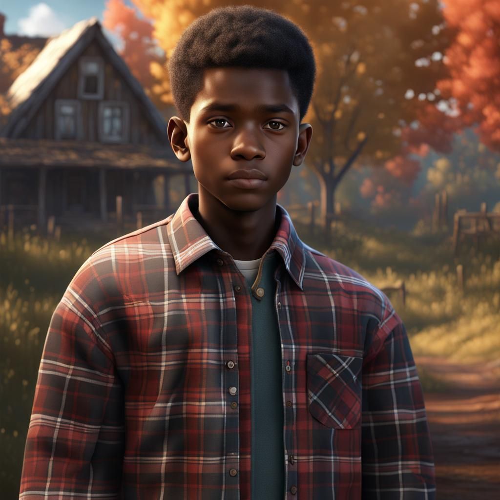Boy in Plaid Shirt: Fantasy Concept Art