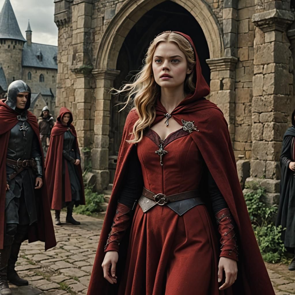 Medieval Vampire Queen in Red, Raphael Style