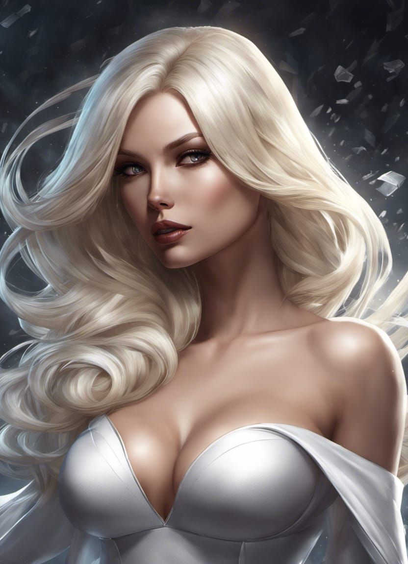 Voluptuous Blonde Woman: Hyperdetailed 2D Illustration