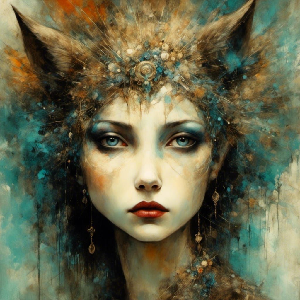 Goth Punk Wolf in Art Brut Style