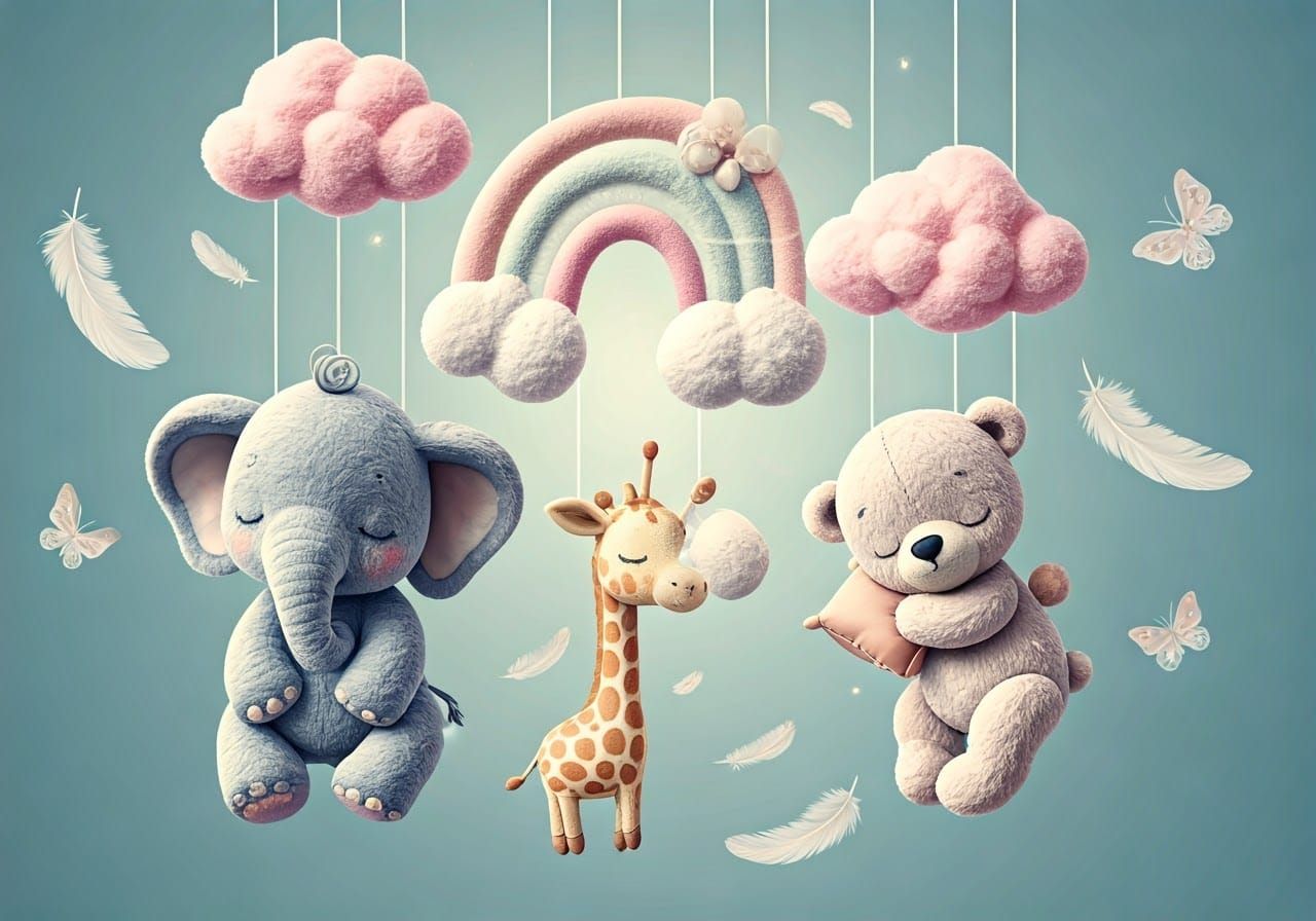 Whimsical Nursery Mobile in Dreamy Watercolor Style
