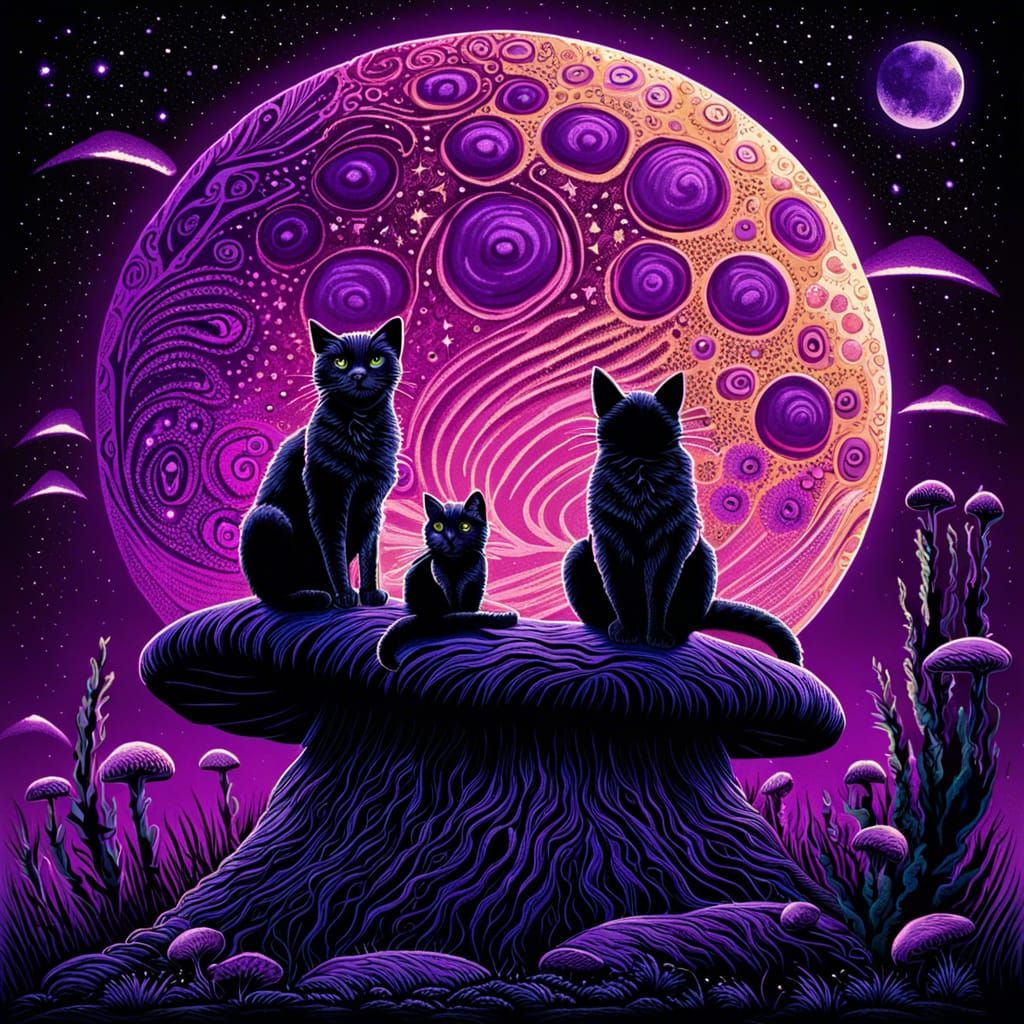 Cheshire Cat and Bandersnatch in Scratchboard Style