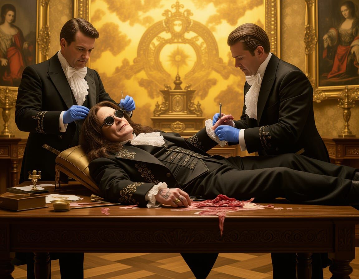 Ozzy Osbourne Dissection Scene in Rembrandt Style