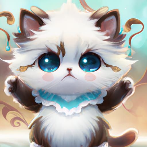Chibi Ragdoll Kitten Digital Illustration in 8K