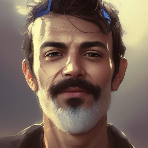 Portrait of Smiling Man with Volumetric Lighting