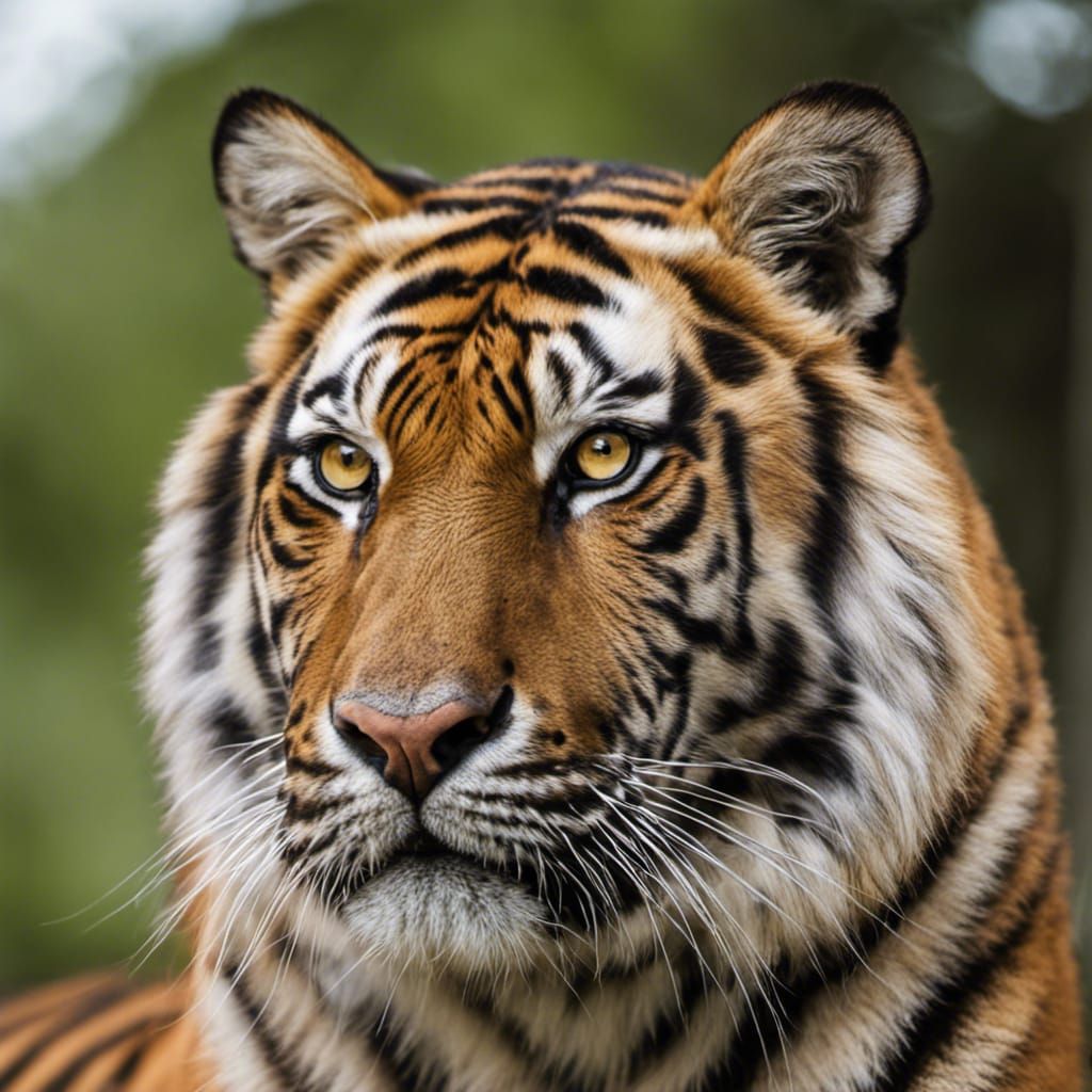 Striking Tiger Portrait with Symmetrical Stripes