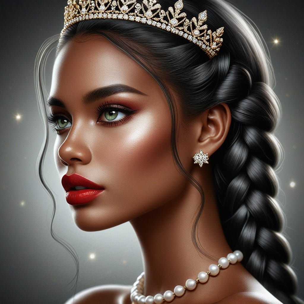 Elegant Regal Woman with Brown Skin and Tiara