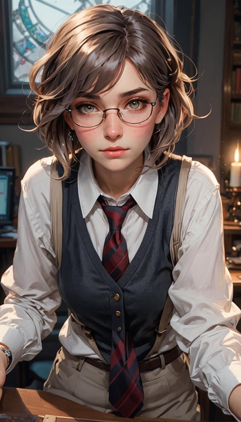 Detailed Portrait of Girl in Sweater Vest