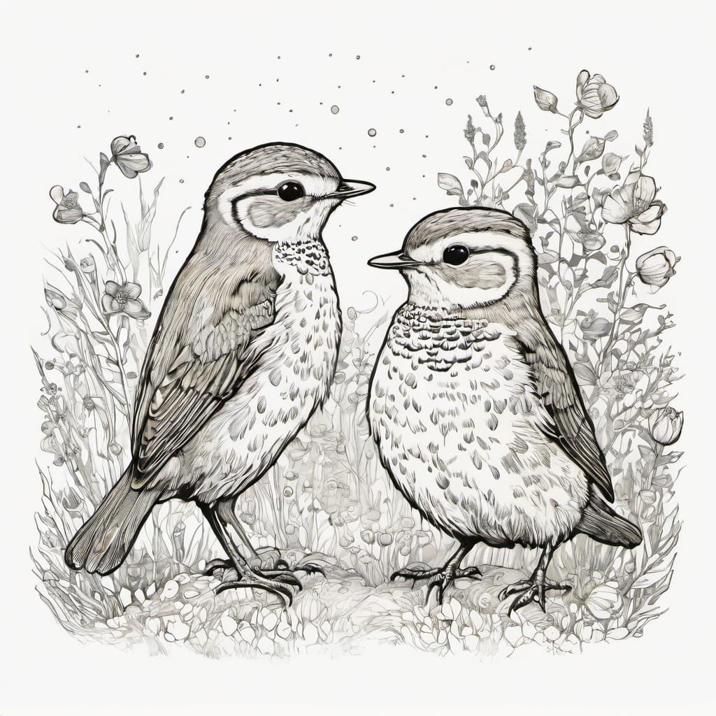 Whimsical Nature Scene in Children's Book Illustration Style