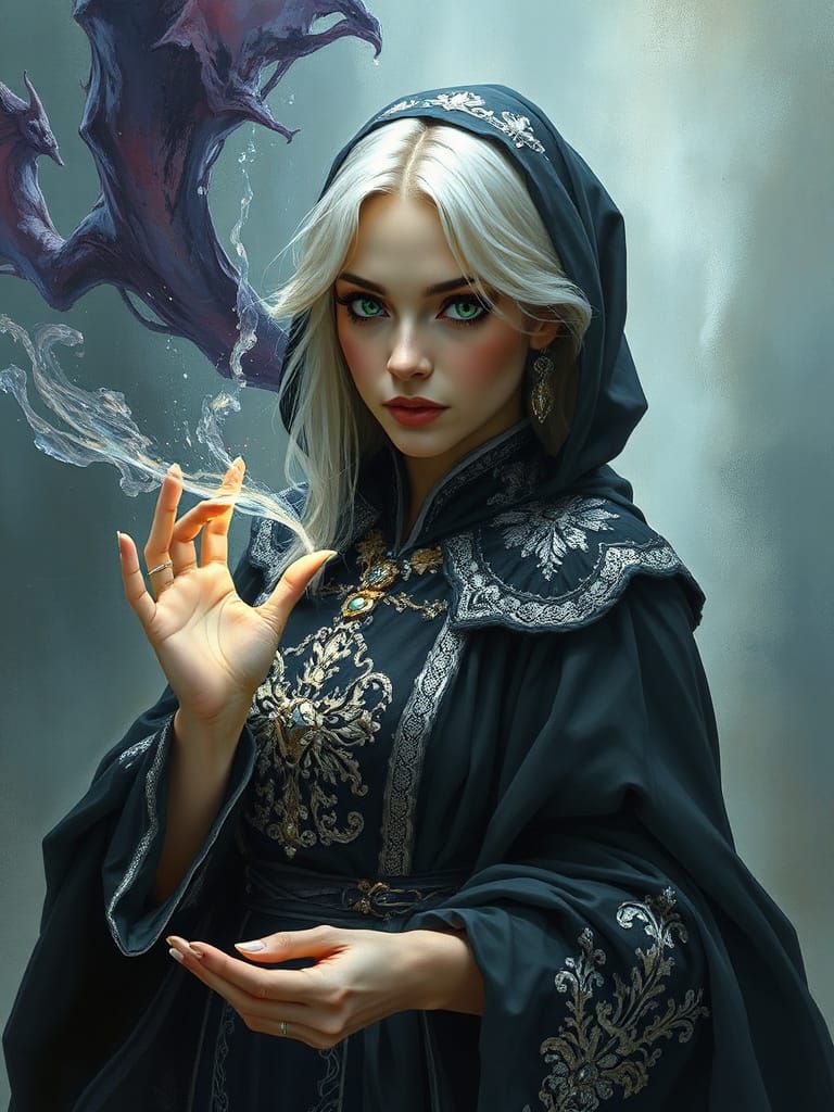 Mystical Sorceress in Regal Attire