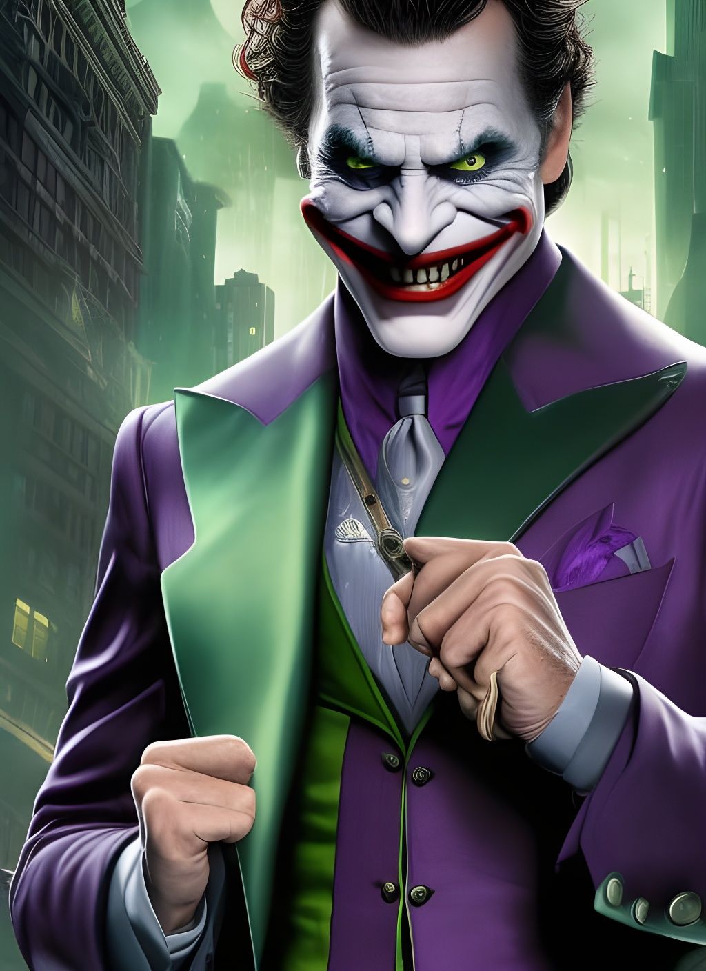 Menacing Joker Portrait in Comic Book Art Style