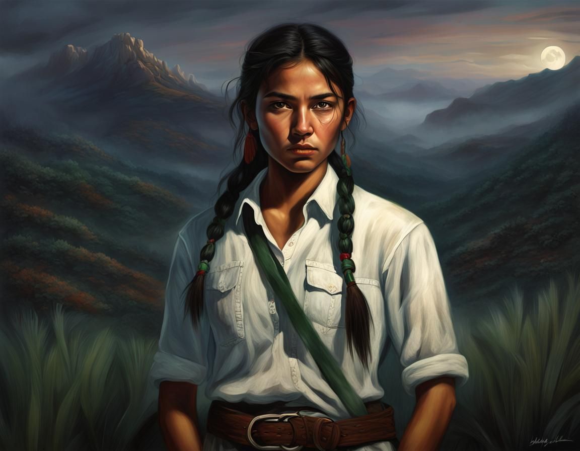 Mexican Revolutionary Girl Portrait in Hyperrealism