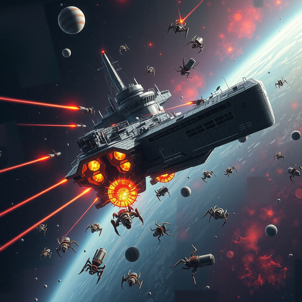 Spaceship Dismantled by Robot Spiders: Hyperrealistic Concep...