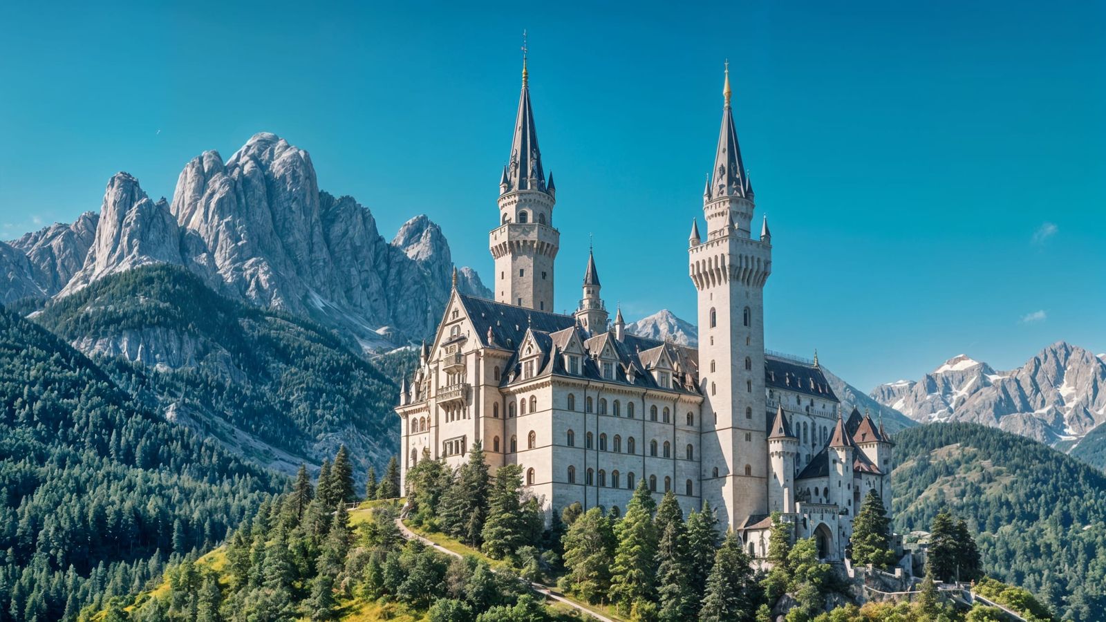 Realistic Bavarian Castle in the Alps