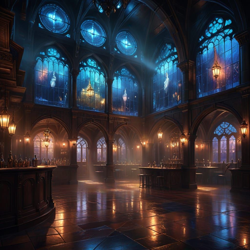 Ethereal Spirit Haunts Ancient Speakeasy in Digital Painting