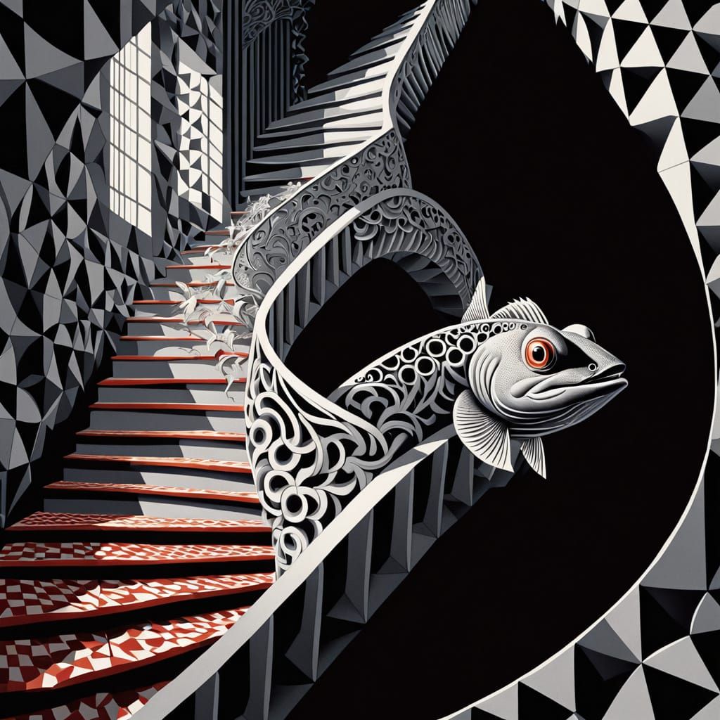 Escher-Style Impossible Architecture with Tessellating Patte...