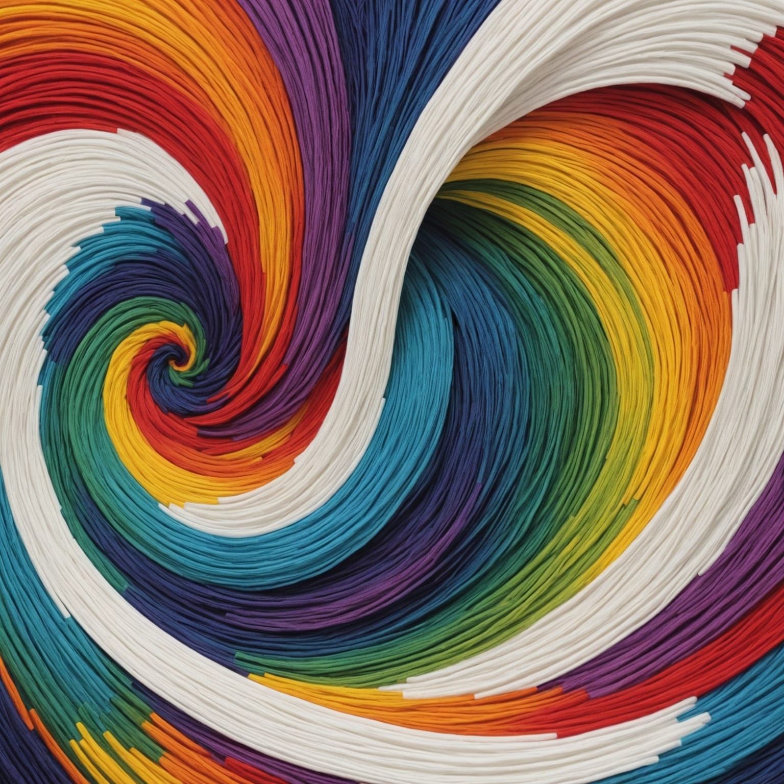 Rainbow Fibers Form Tornadoes in Abstract Geometric Art