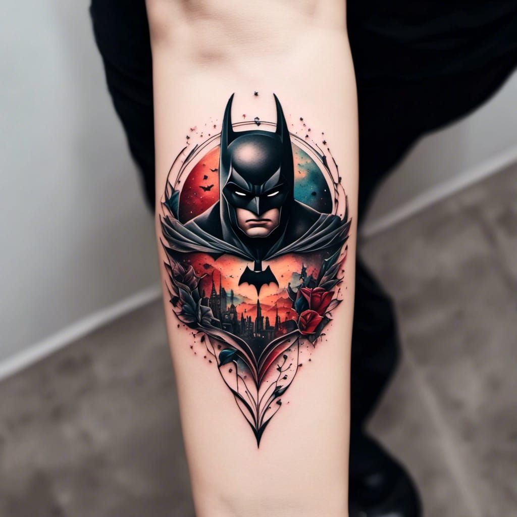 Pastel Batman Wrist Tattoo Design