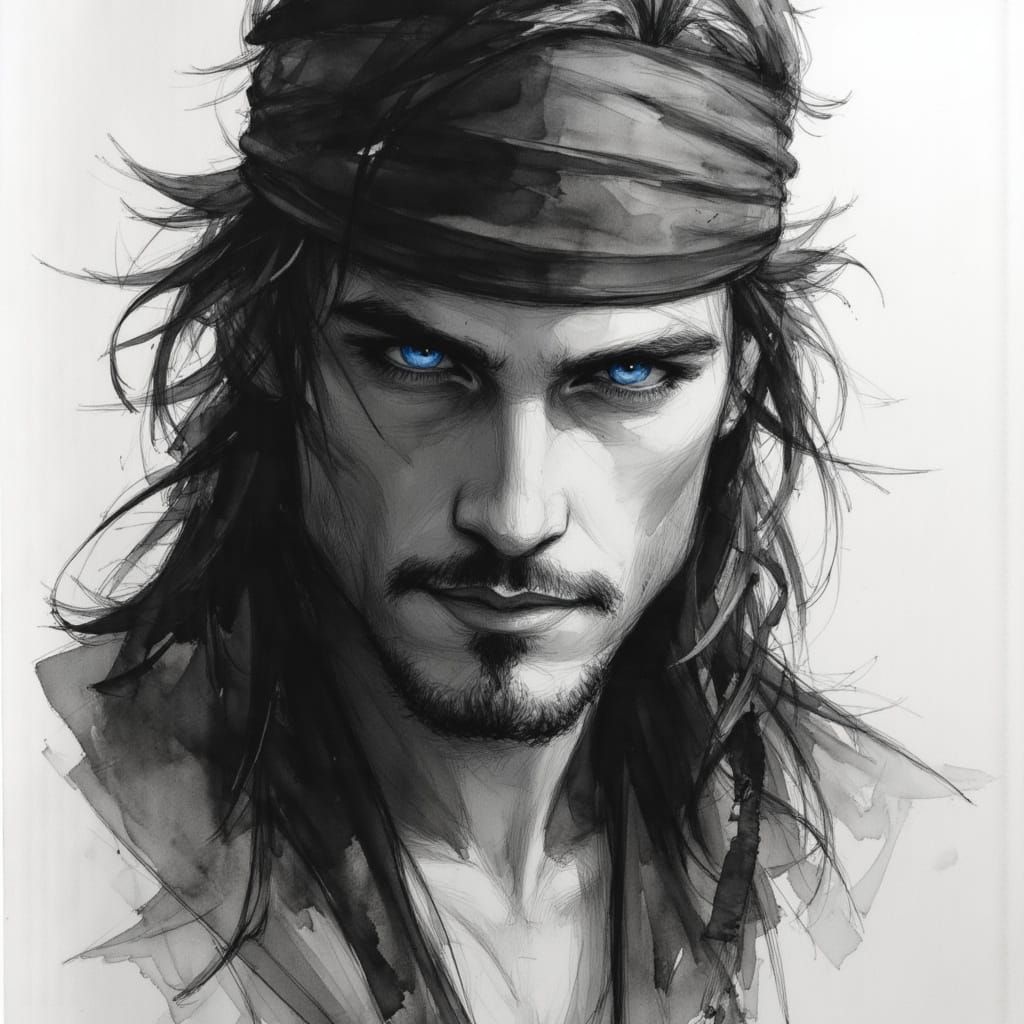 Pirate Sketch in Dark Romantic Style